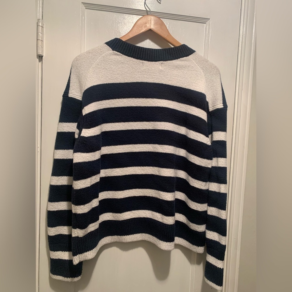 Banana Republic Striped Navy and White Sweater Nautical Cotton Blend XL - Picture 3 of 13